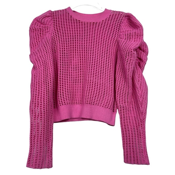 Ulla Johnson Delaney Pink Knit Puff Sleeve Top - Picture 4 of 9